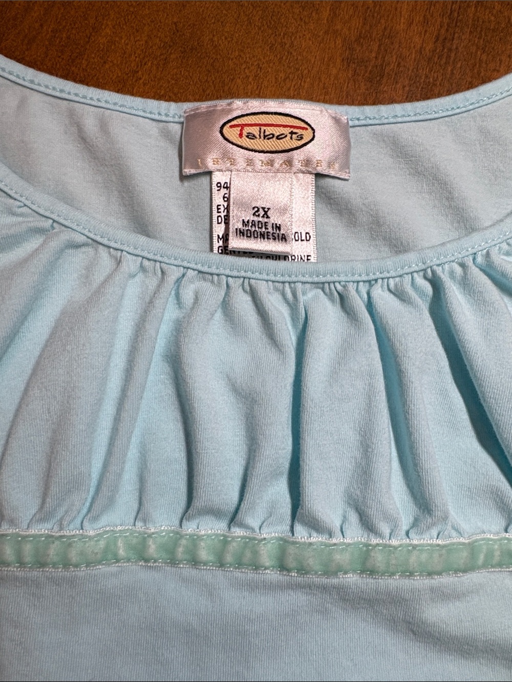 Talbots Light Blue Long Sleeve Pajama Set with Patterned Pants, 2X - Picture 4 of 12